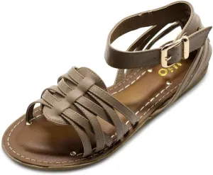 Ollio Women's Shoe Ankle Strap Gladiator Flat Sandal