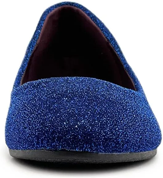 Ollio Women's Shoes Ballet Glitter Low Heel Round Toe Flat ZOF170