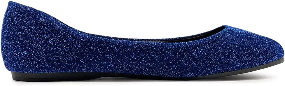 Ollio Women's Shoes Ballet Glitter Low Heel Round Toe Flat ZOF170