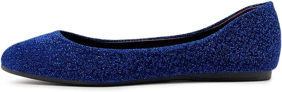 Ollio Women's Shoes Ballet Glitter Low Heel Round Toe Flat ZOF170