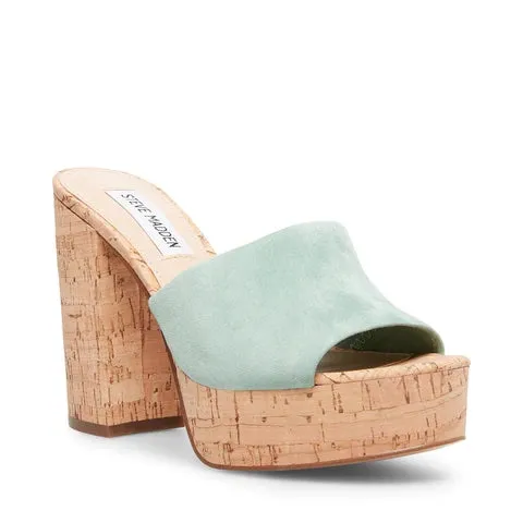 On Rounded Madden Safe Steve Green Suede Cork Gemella Curated collection Sandal Mint Platform Toe Slip