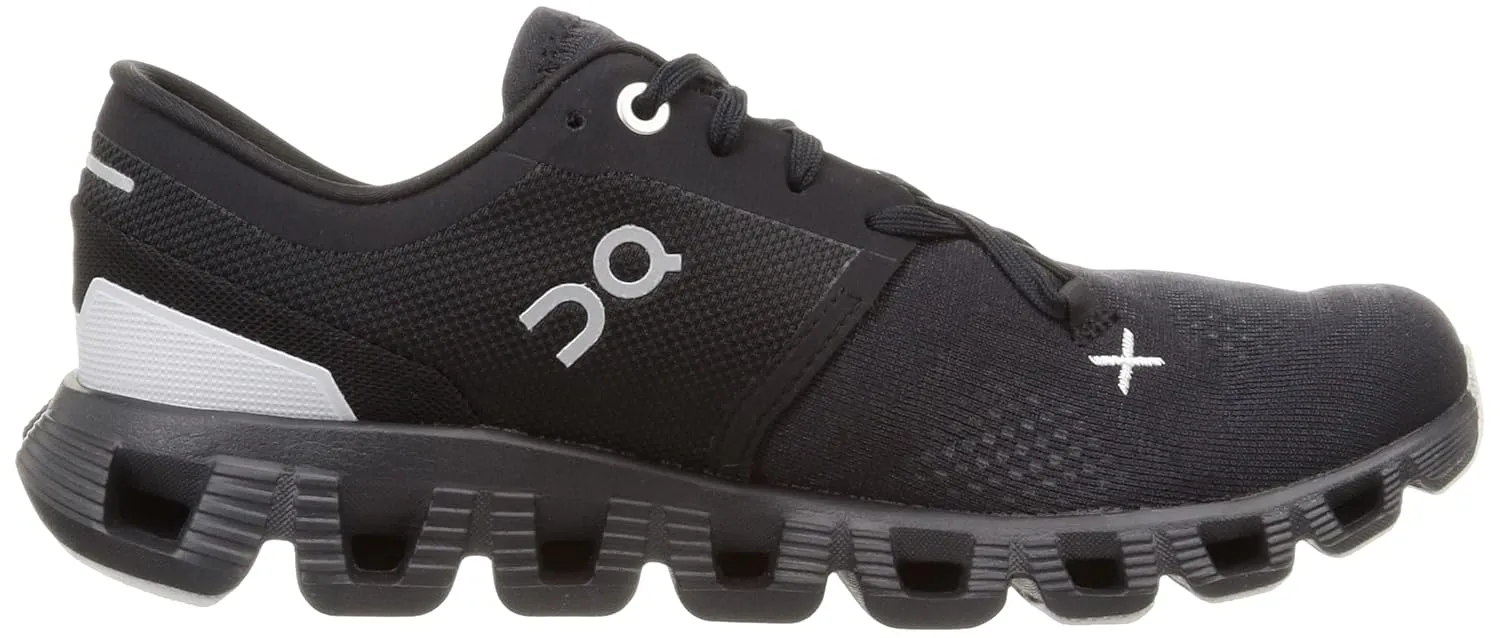 On Women's Cloud X 3 Sneakers, Black, 6.5 Medium US