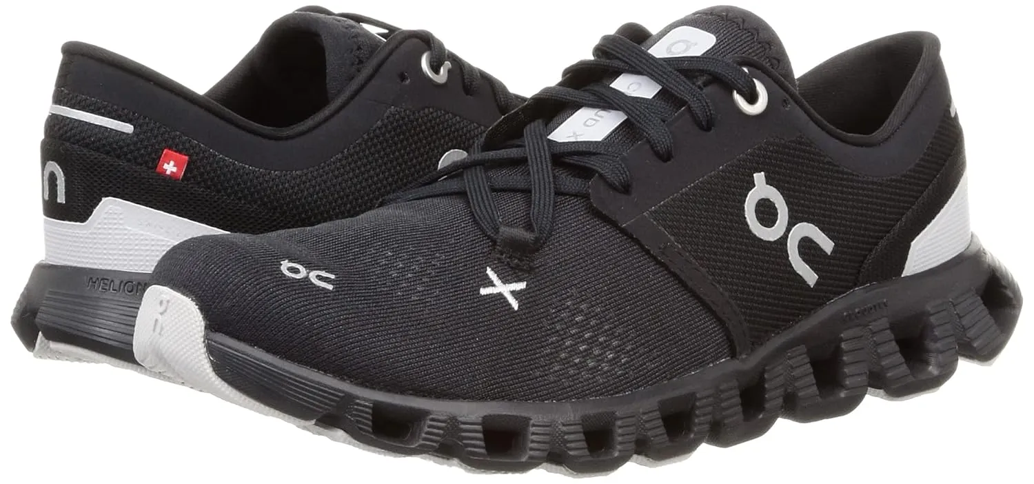 On Women's Cloud X 3 Sneakers, Black, 6.5 Medium US
