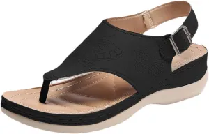 Orthopedic Flip Flops Women Comfort Arch Support Sandals Buckle Ankle Strap Clip Toe Flip Flops, Summer Slip On Orthopedic Wedge Sandals Comfortable Walking Shoes