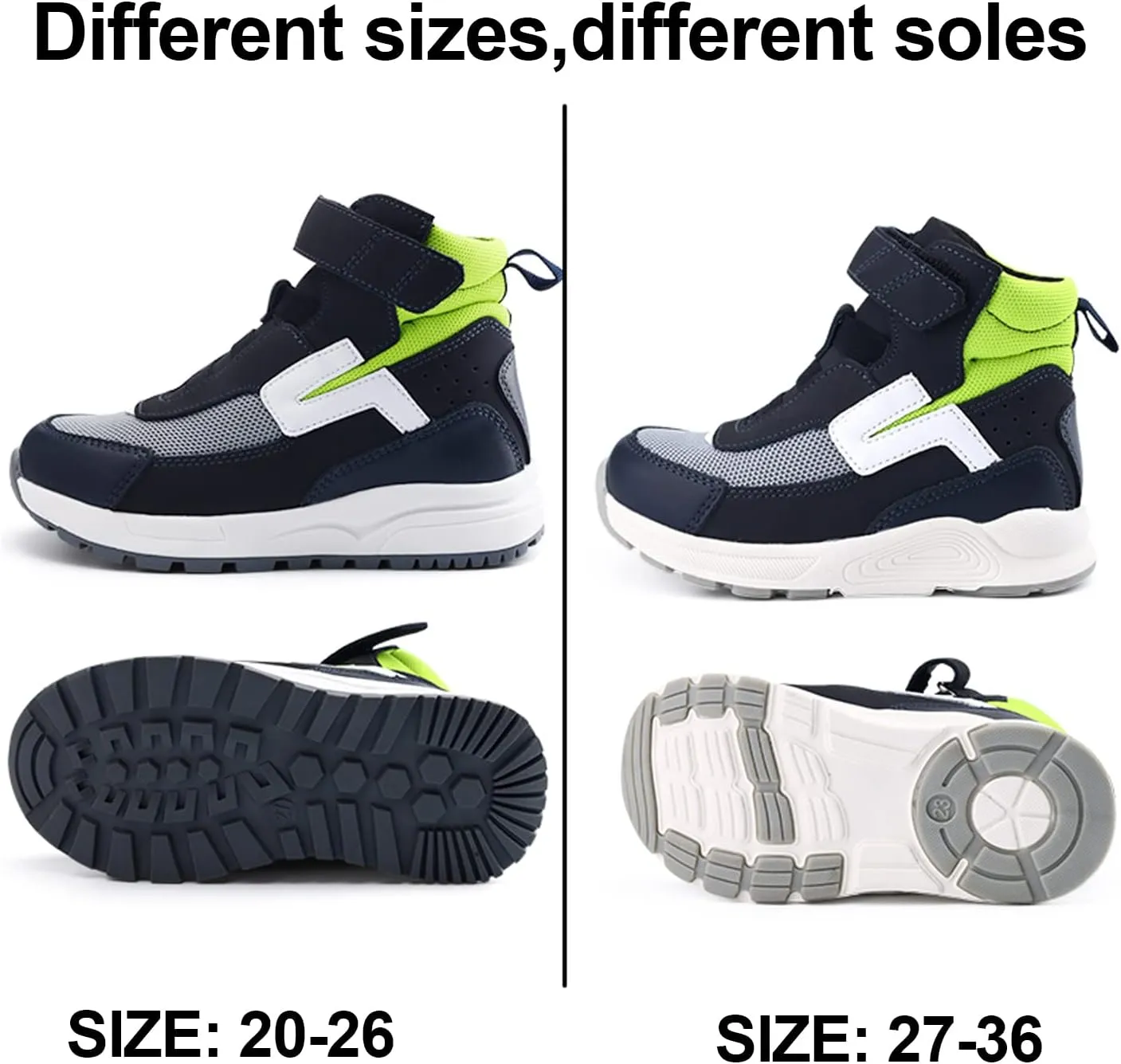 Orthopedic Shoes for Kids and Toddlers with Arch & Ankle Support,Girls and Boys'High Top Sneakers for Flat Foot,Anti-Slip Soles