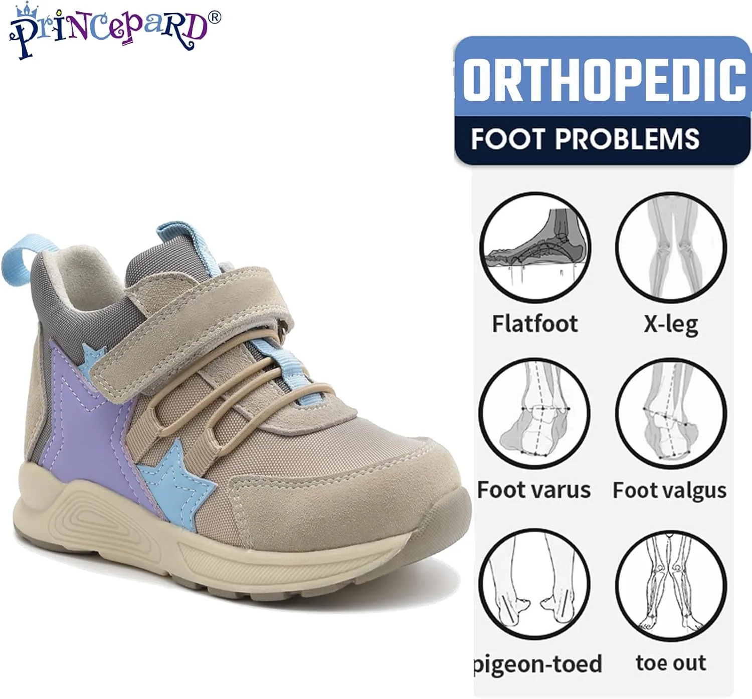 Orthopedic Shoes for Kids with Ankle and Arch Support, Non-Slip Soles