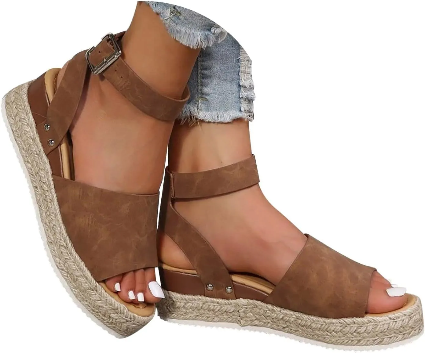 Orthopedic Wedge Sandals for Women Summer Dressy 2025 Women's Ankle Strap Open Toe Espadrilles Comfortable Platform Wedges Sandal Boho Beach Shoes