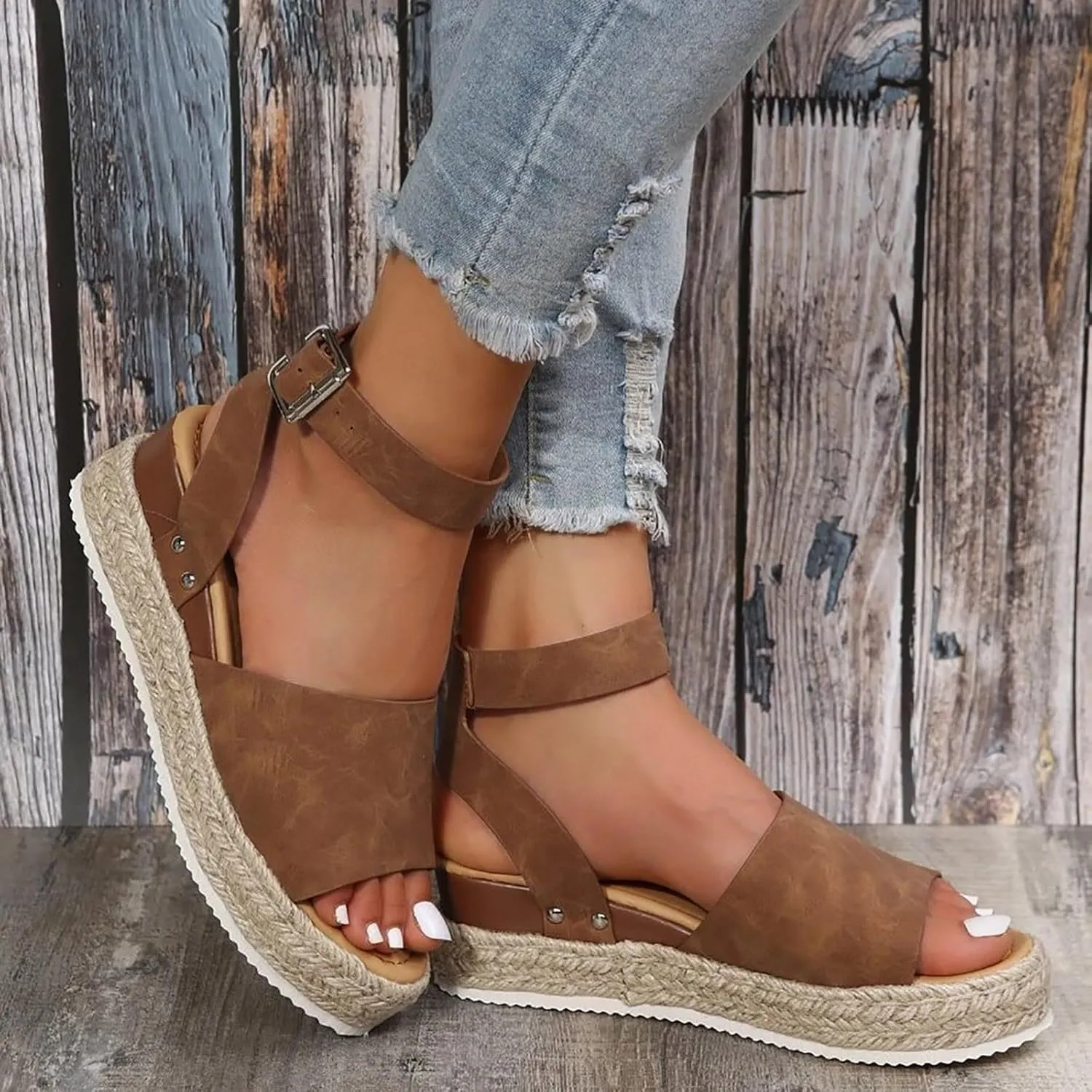 Orthopedic Wedge Sandals for Women Summer Dressy 2025 Women's Ankle Strap Open Toe Espadrilles Comfortable Platform Wedges Sandal Boho Beach Shoes