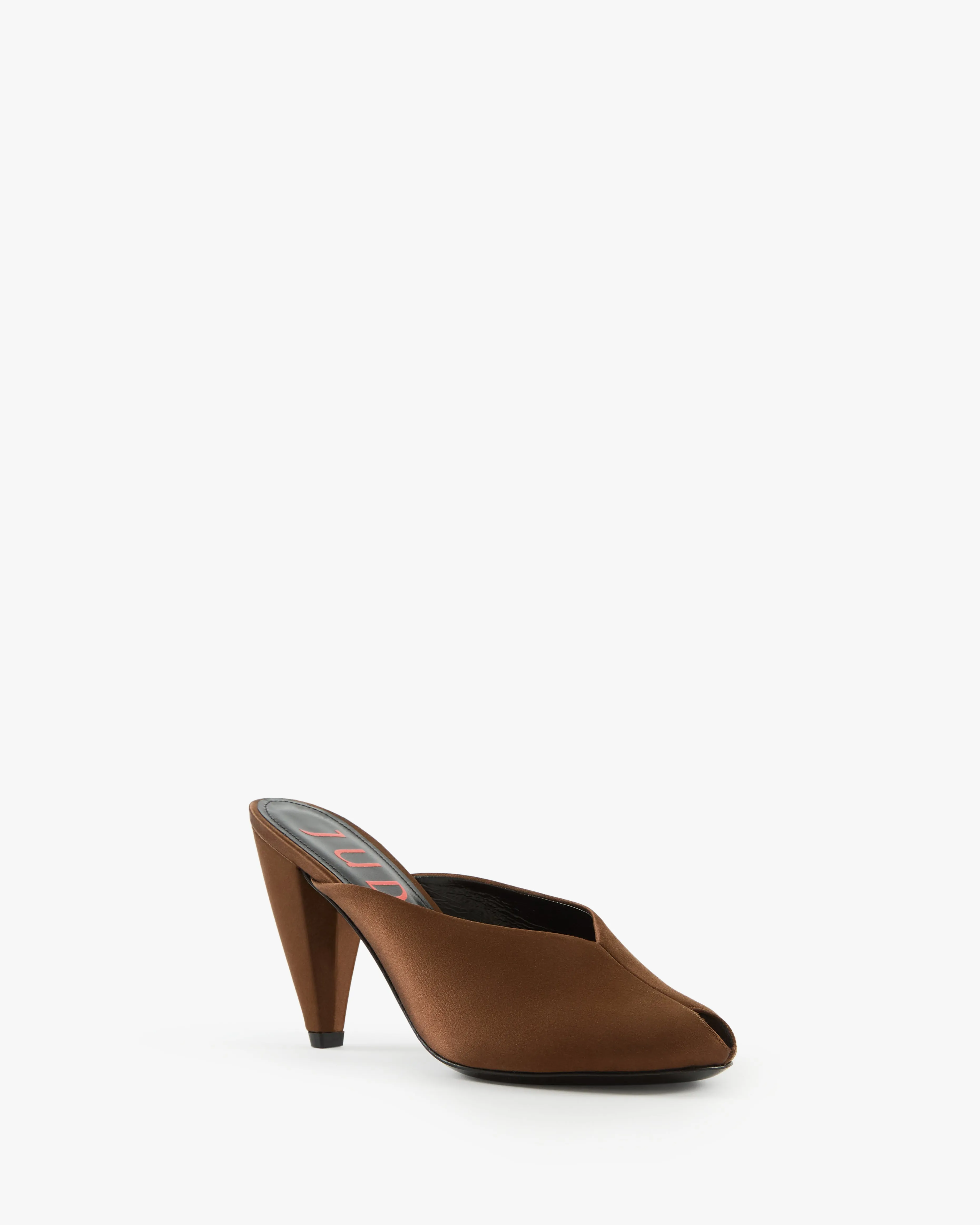 Paw Mule in Brown Silk Satin