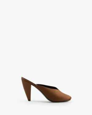 Paw Mule in Brown Silk Satin