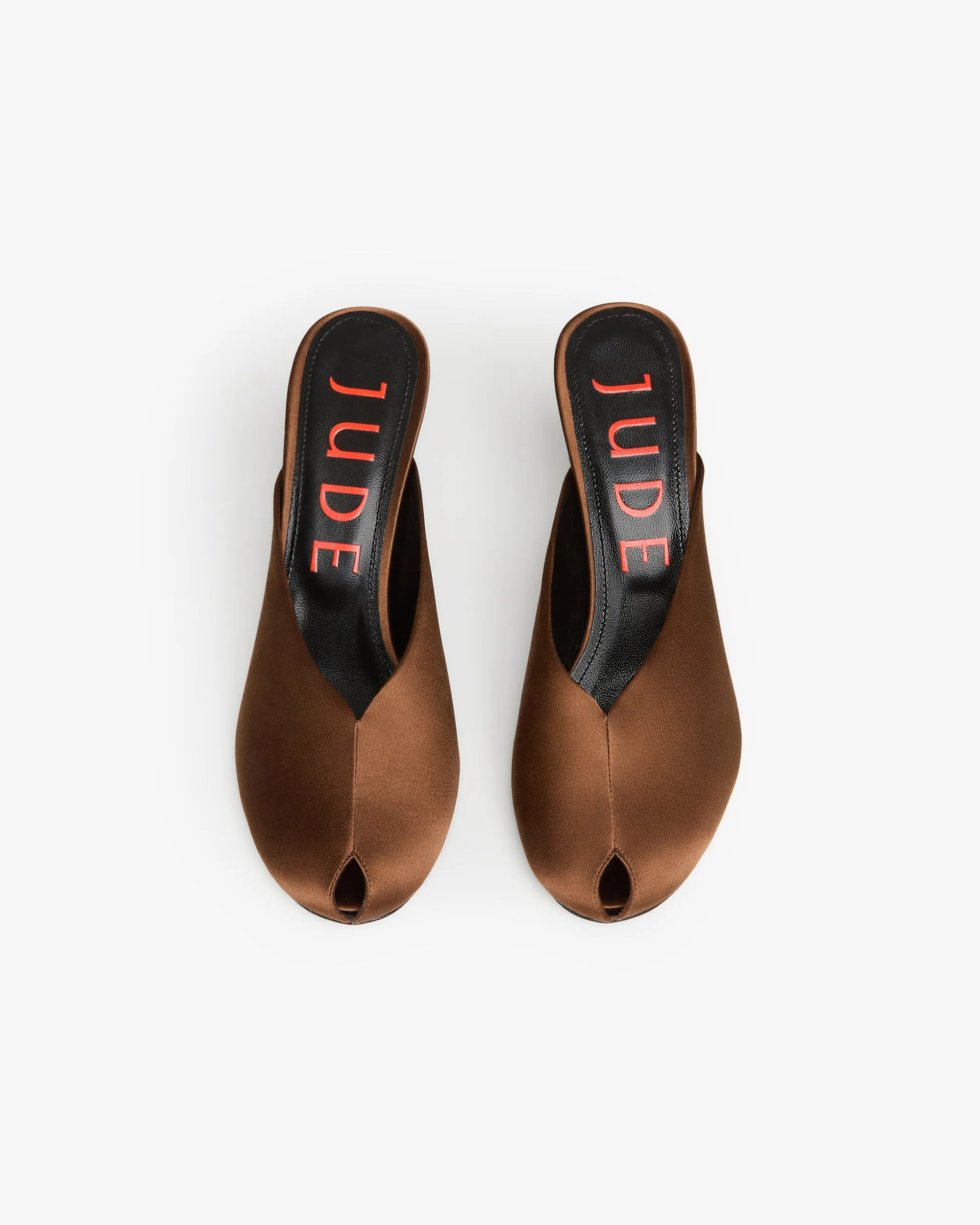 Paw Mule in Brown Silk Satin