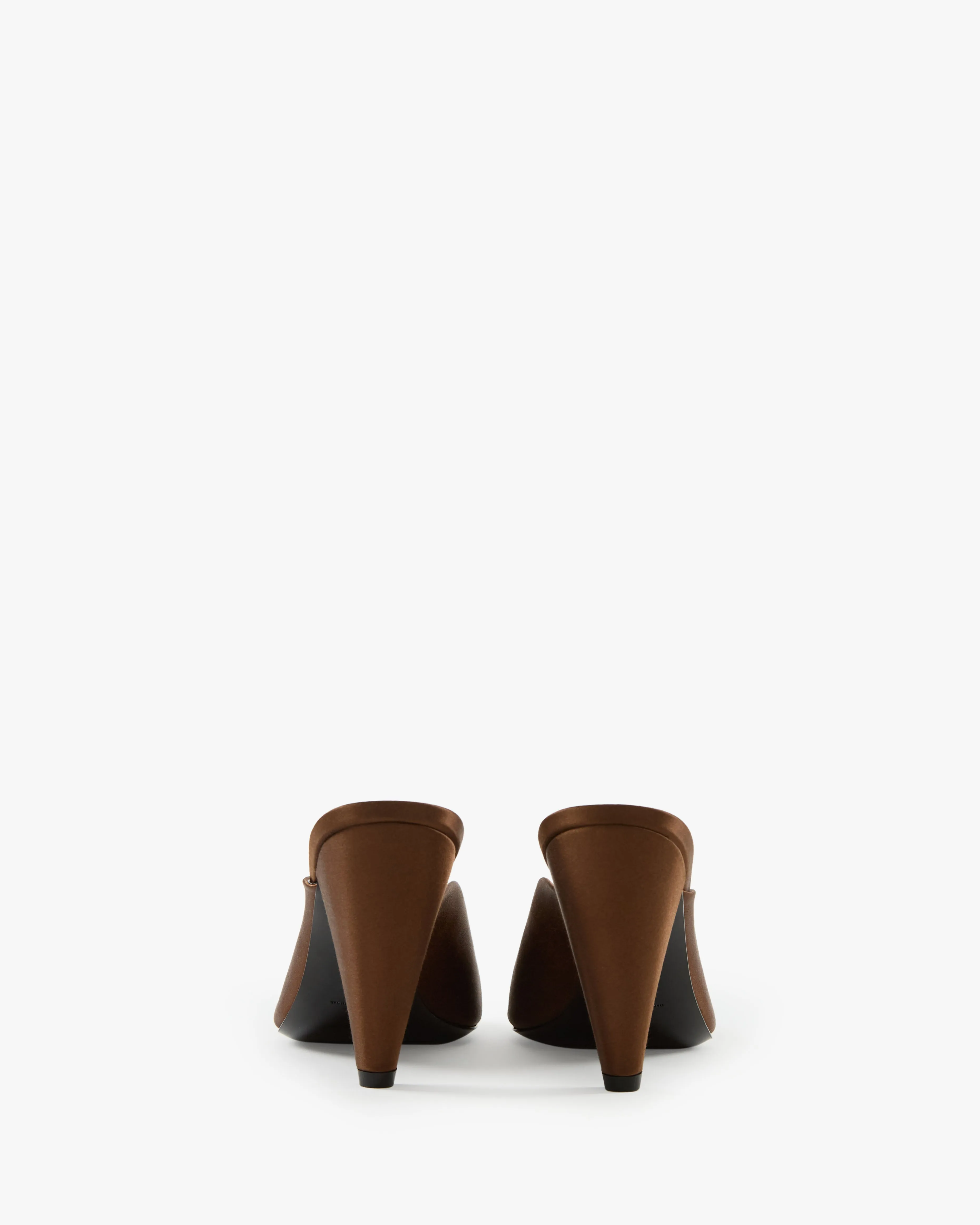 Paw Mule in Brown Silk Satin