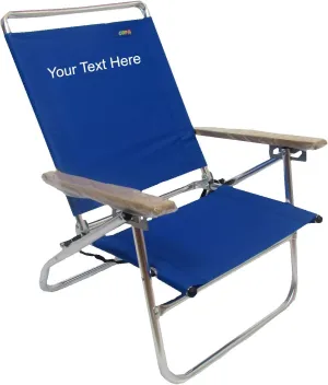 Personalized Imprinted Mid Height 3 Position Beach Chair Royal Blue
