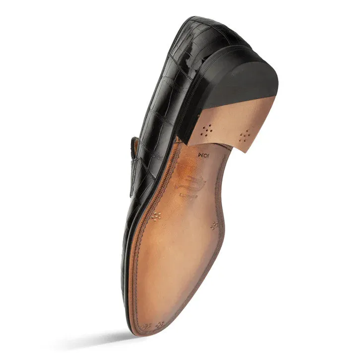Piccolo Alligator Penny Loafer Black By Mezlan Made In Spain Brand