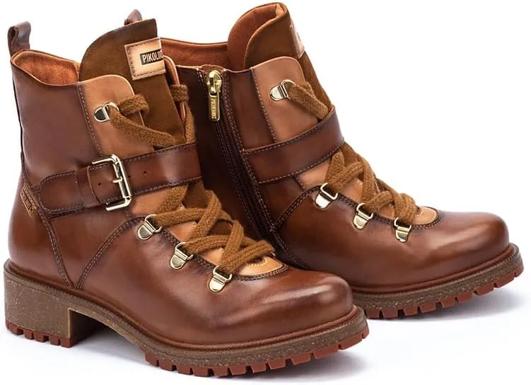 PIKOLINOS Flat Ankle Boots Leather Aspe for Woman