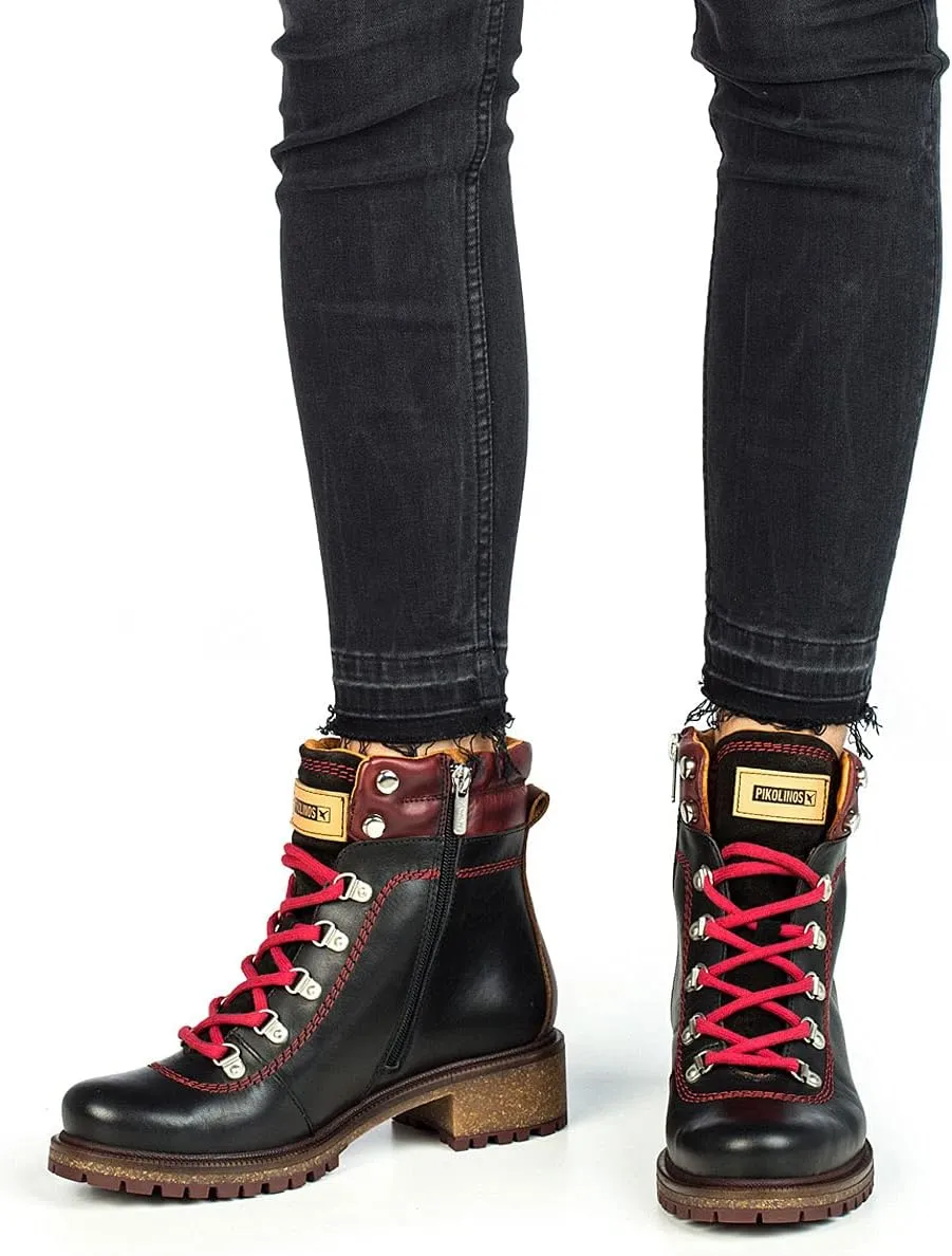 PIKOLINOS Flat Ankle Boots Leather Aspe for Woman