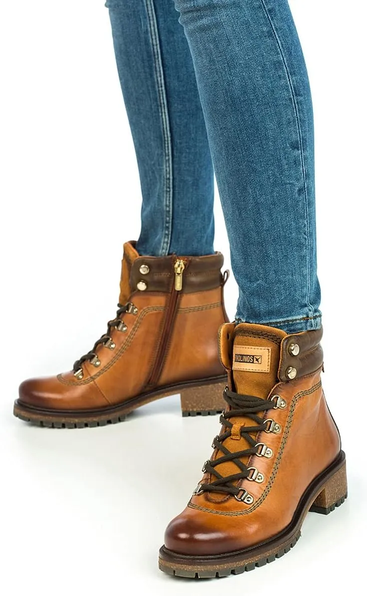 PIKOLINOS Flat Ankle Boots Leather Aspe for Woman