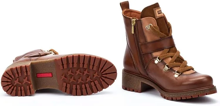 PIKOLINOS Flat Ankle Boots Leather Aspe for Woman