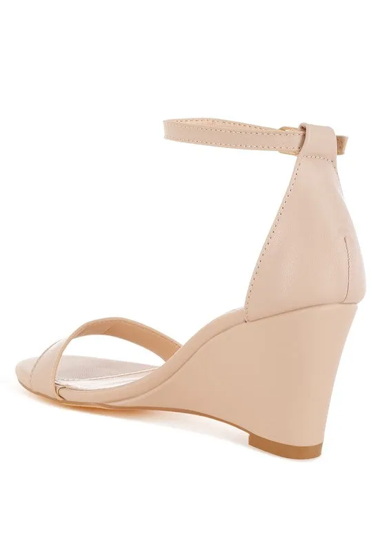 Pobora Genuine Leather Slim Wedge Heel Sandals