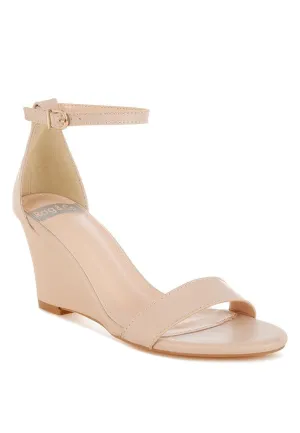 Pobora Genuine Leather Slim Wedge Heel Sandals