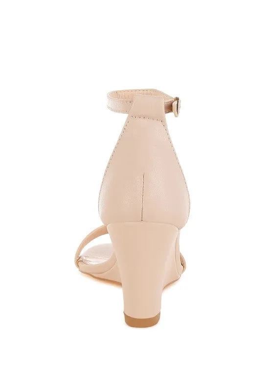 Pobora Genuine Leather Slim Wedge Heel Sandals