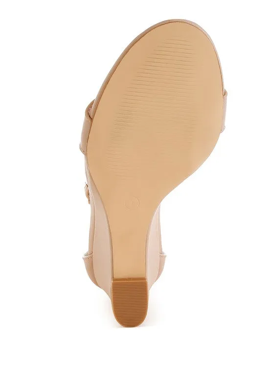 Pobora Genuine Leather Slim Wedge Heel Sandals