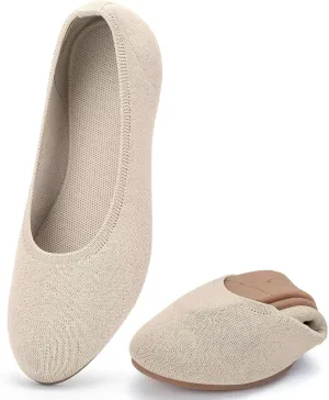 poemlady Women’s Ballet Flat Shoes Dress Shoes Knit Round Toe Slip On Ballerina Walking Flats Shoes for Woman Low Wedge Casual