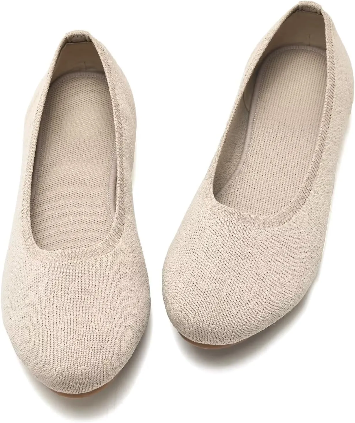 poemlady Women’s Ballet Flat Shoes Dress Shoes Knit Round Toe Slip On Ballerina Walking Flats Shoes for Woman Low Wedge Casual