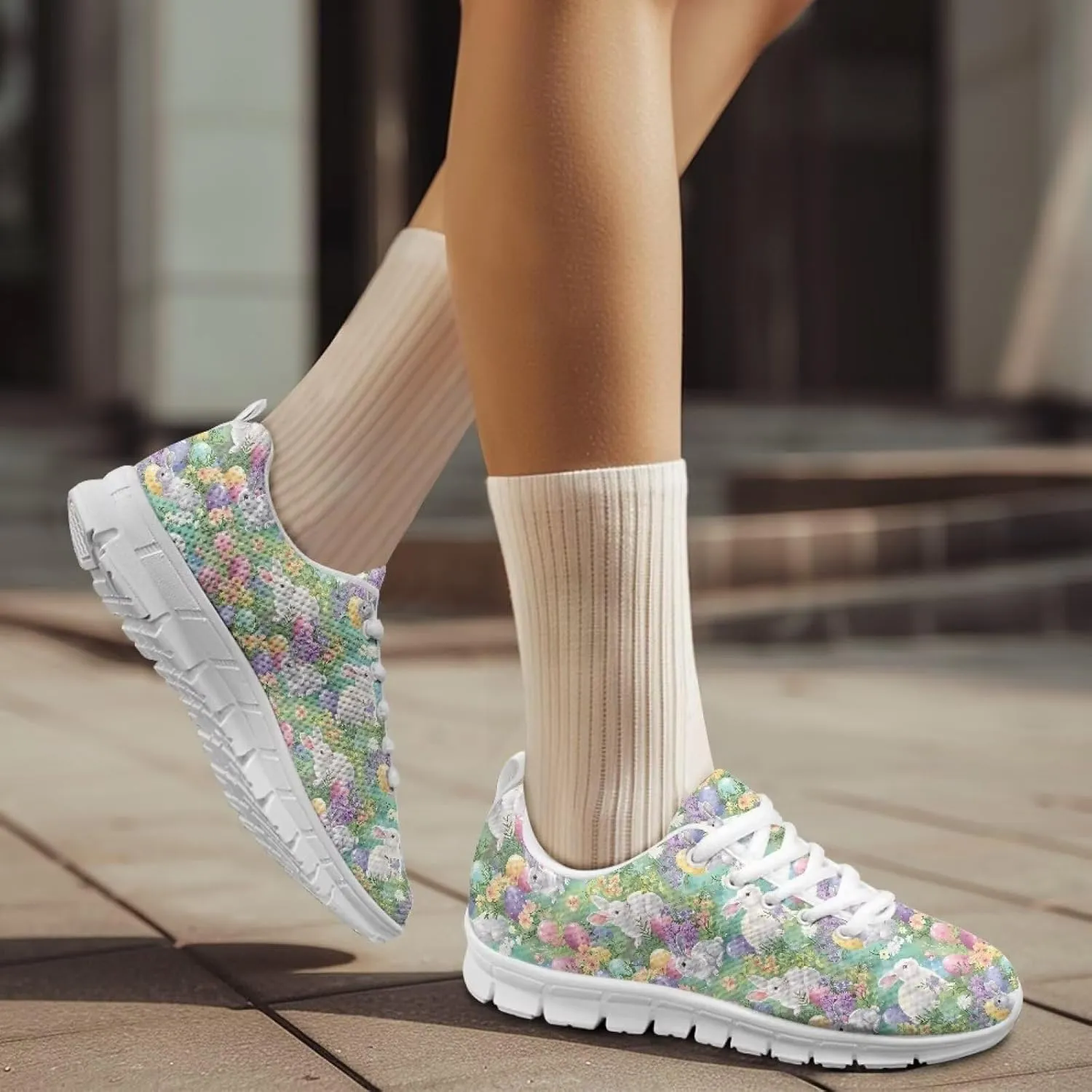 POLERO Lightweight Sneakers Shoes for Women Casual Breathable Mesh Running Training Shoes Ladies Simple Colorful Pandas