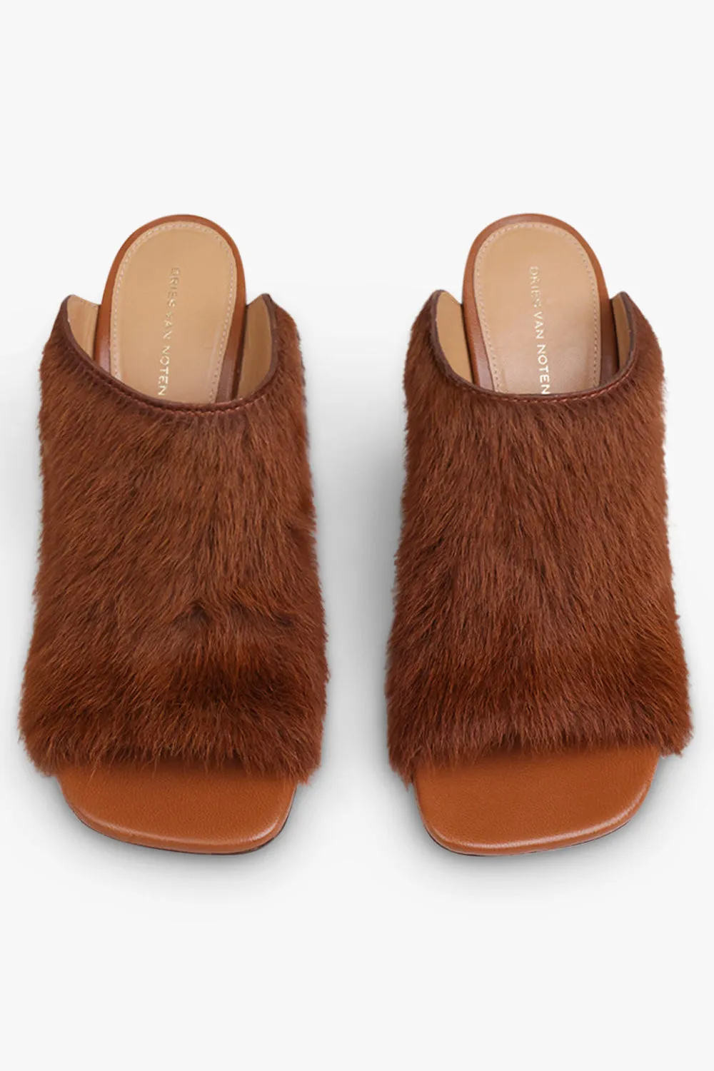 Ponyhair Open Toe 95mm Mule | Ocre