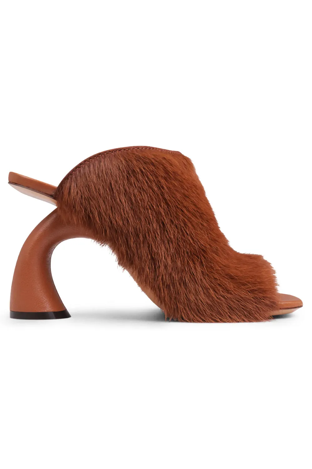 Ponyhair Open Toe 95mm Mule | Ocre
