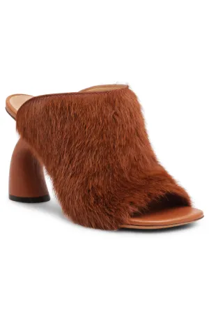 Ponyhair Open Toe 95mm Mule | Ocre