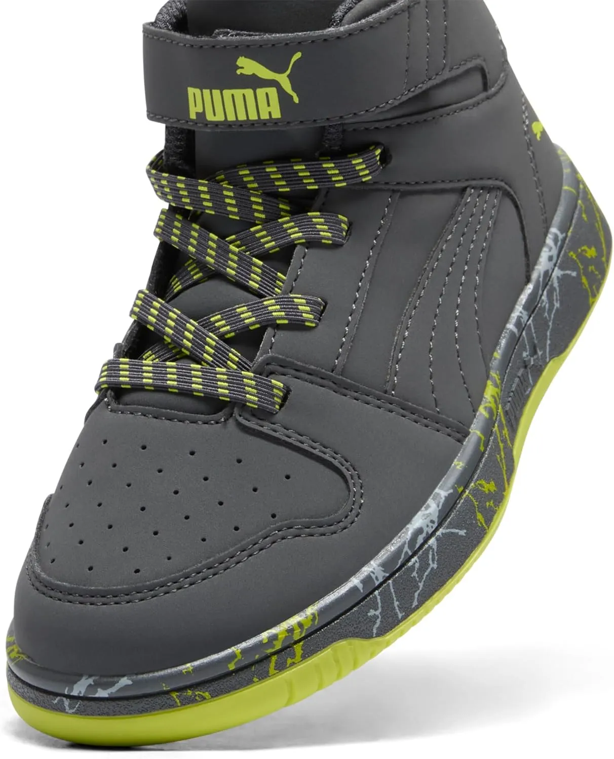 PUMA Unisex-Child Rebound Layup Mid Hook and Loop Sneaker