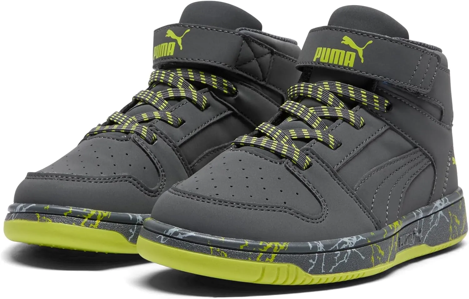 PUMA Unisex-Child Rebound Layup Mid Hook and Loop Sneaker