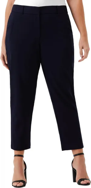 Rafaella Women's 28" Plus Size Stretch Ankle Pants with Slimming Waist Panel, Soft Gabardine Fabric, Straight Leg Classic Fit