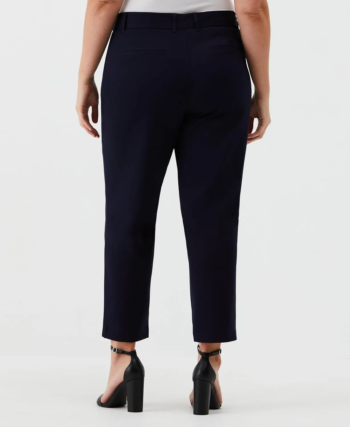 Rafaella Women's 28" Plus Size Stretch Ankle Pants with Slimming Waist Panel, Soft Gabardine Fabric, Straight Leg Classic Fit