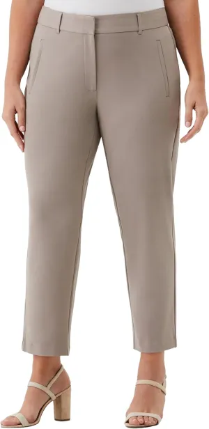 Rafaella Women's 28" Plus Size Stretch Ankle Pants with Slimming Waist Panel, Soft Gabardine Fabric, Straight Leg Classic Fit