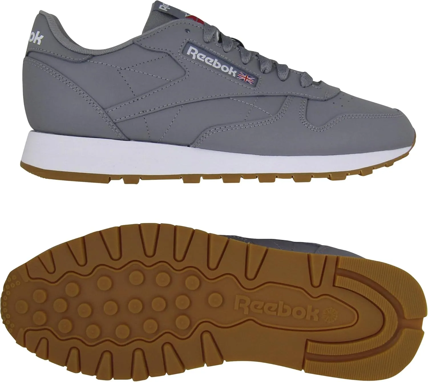 Reebok womens Classic Leathers, Pure Grey 5 Ftwr White Reebok Rubber Gum 03, 6 us