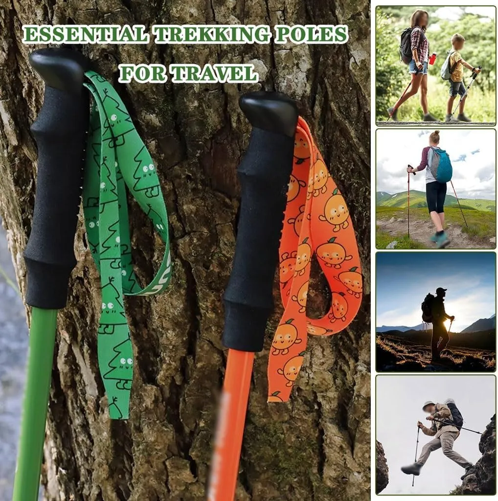 Retractable Outdoor Portable Trekking Pole, Spring Camping Walking Stick, with EVA Grip, Adjustable Wrist Strap, for Boys/Girls