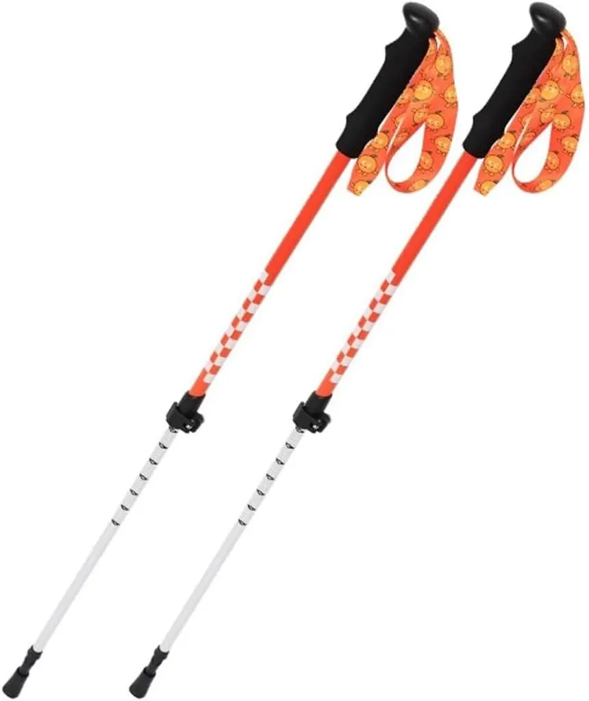 Retractable Outdoor Portable Trekking Pole, Spring Camping Walking Stick, with EVA Grip, Adjustable Wrist Strap, for Boys/Girls