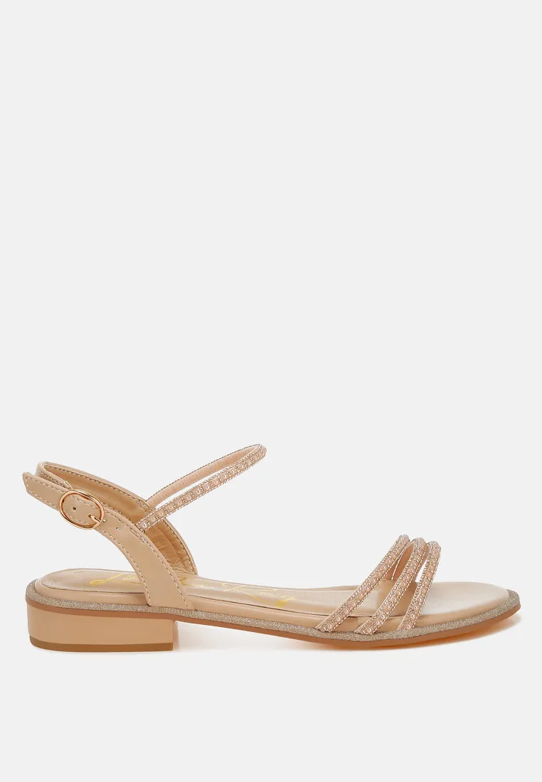 Rhinestone Pearl Detail Flat Sandals by RUW