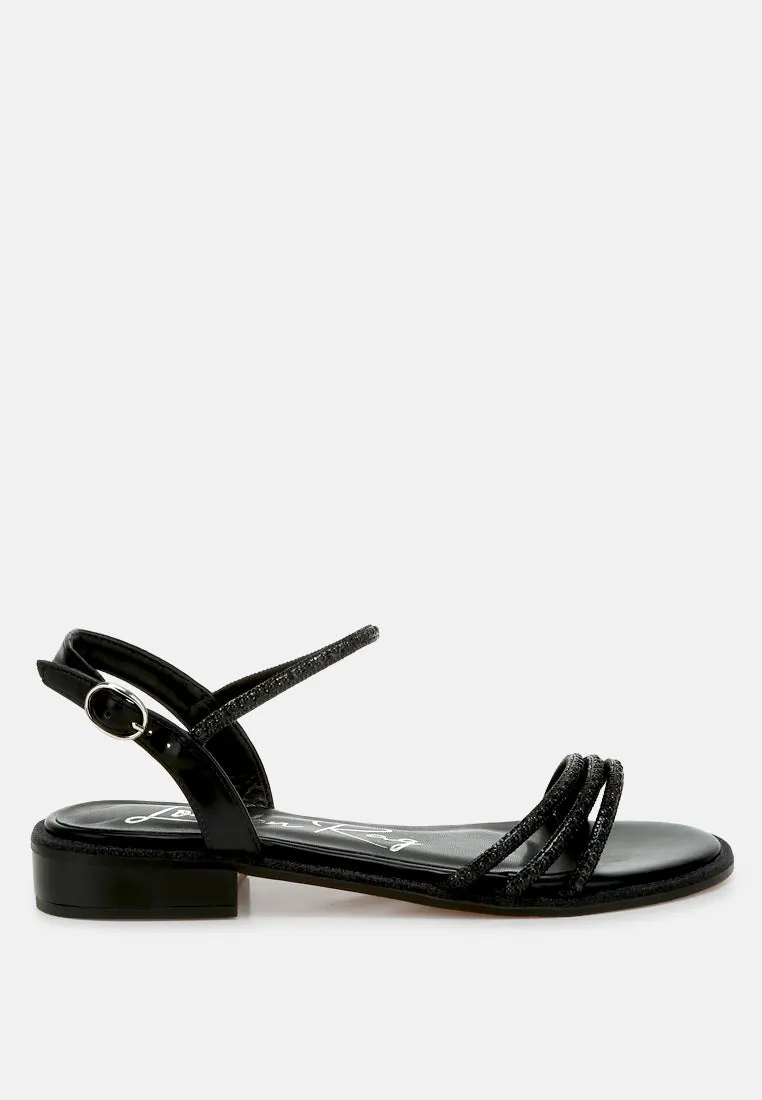 Rhinestone Pearl Detail Flat Sandals by RUW
