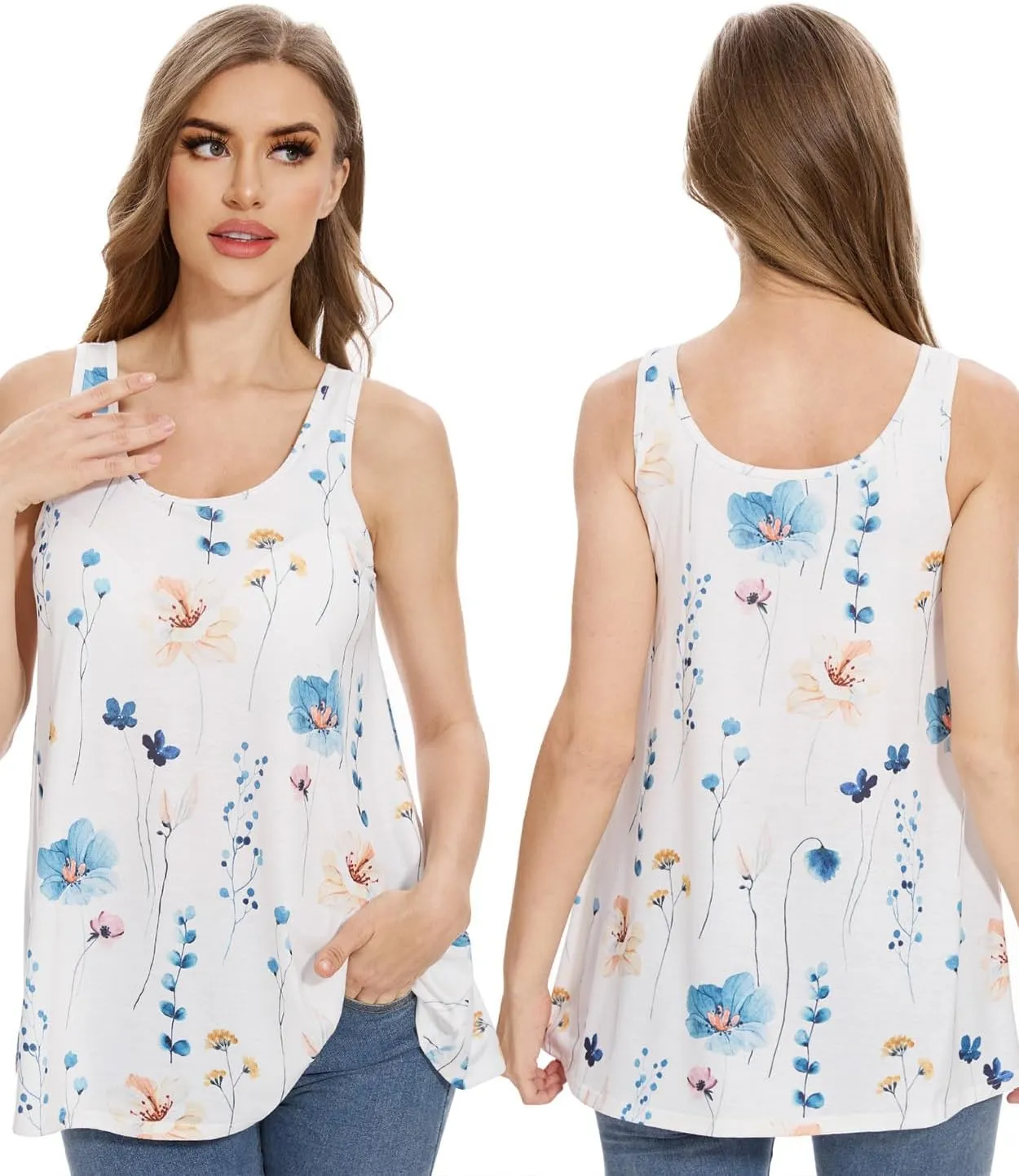 Rosyline Tank Top for Women with Built in Bra Flowy Swing Undershirt Tank Tops S-4XL