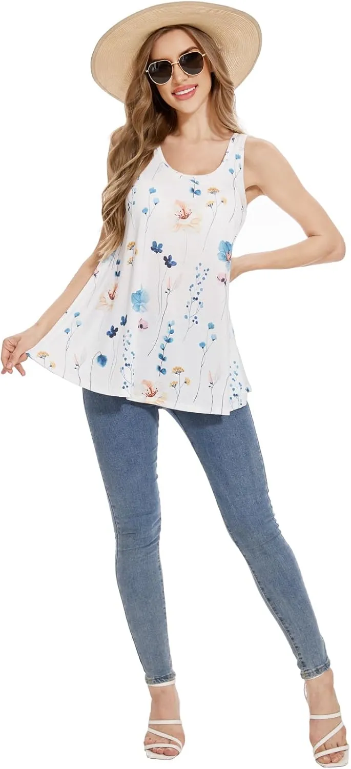 Rosyline Tank Top for Women with Built in Bra Flowy Swing Undershirt Tank Tops S-4XL