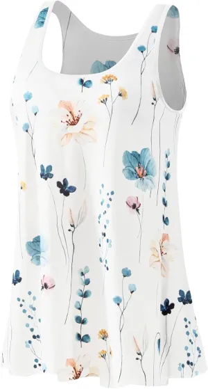 Rosyline Tank Top for Women with Built in Bra Flowy Swing Undershirt Tank Tops S-4XL