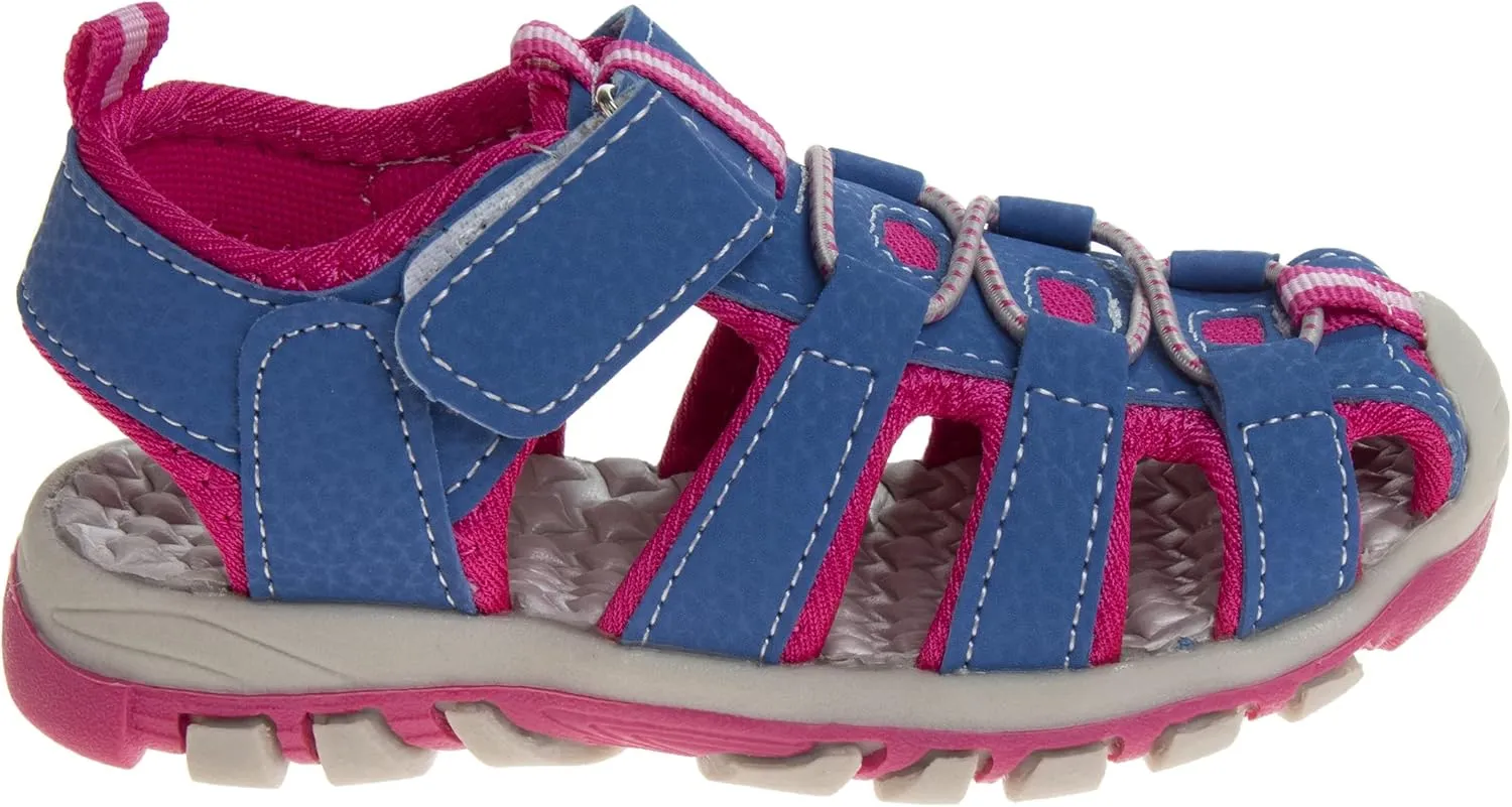 Rugged Bear Kids Boys Girls Closed-Toe Outdoor Sport Water Sandals - beach pool slide adjustable strap shoes athletic summer (Toddler/Little Kid/Big Kid)