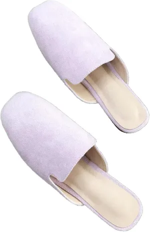 SAILING LU Square Toe Mules for Women Casual Backless Shoes Solid Color Flat Slip ons Comfort Summer Sandals