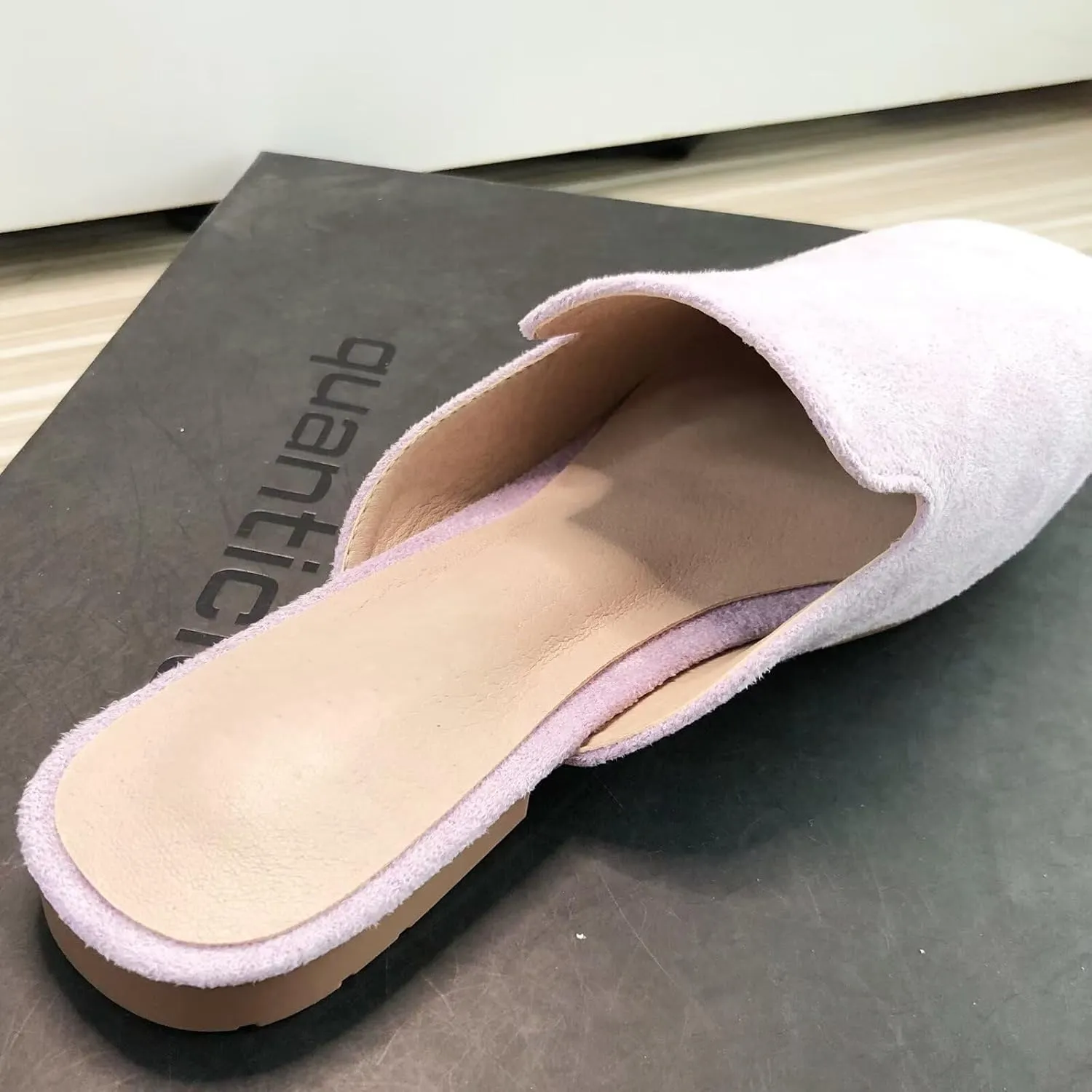 SAILING LU Square Toe Mules for Women Casual Backless Shoes Solid Color Flat Slip ons Comfort Summer Sandals