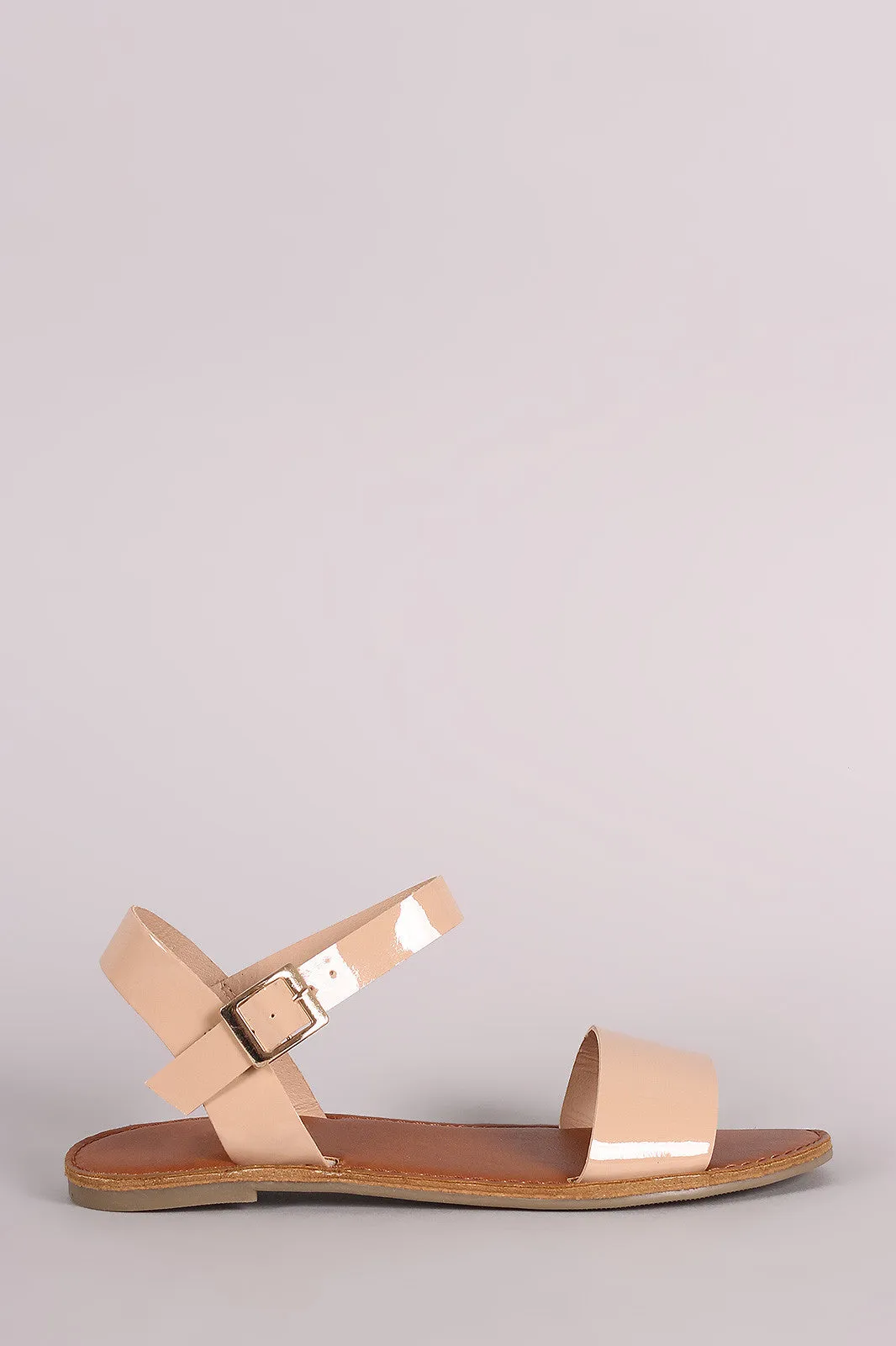 Sandal Great price Flat Patent Strap Toe Ankle Open Premium selection