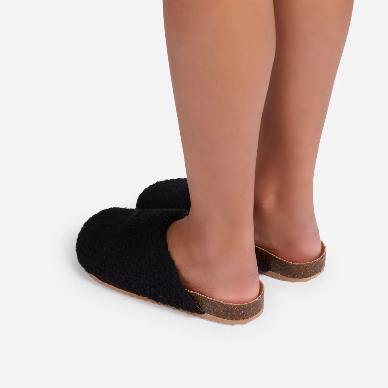 Sandals Oozy Mule Womens Shearling Furry Cutting-edge Flat Reliable shipping Luxemoda Mule Faux Black Clog
